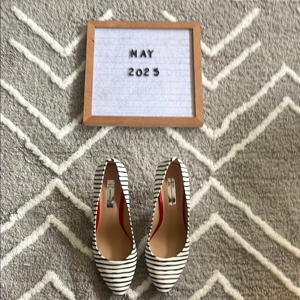 INC International Concepts Black and White Striped Heels